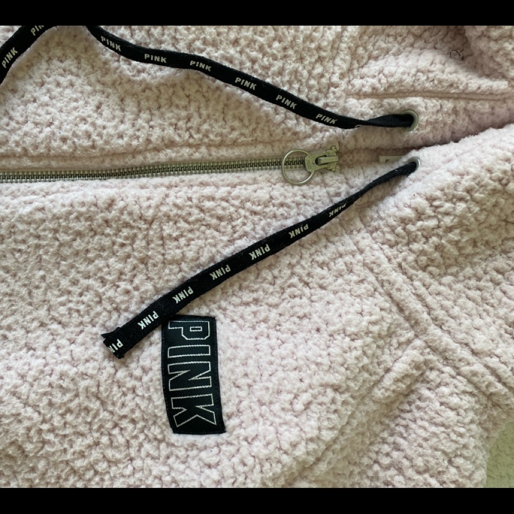 PINK Sherpa 3/4 zip Hoodie - Picture 2 of 4